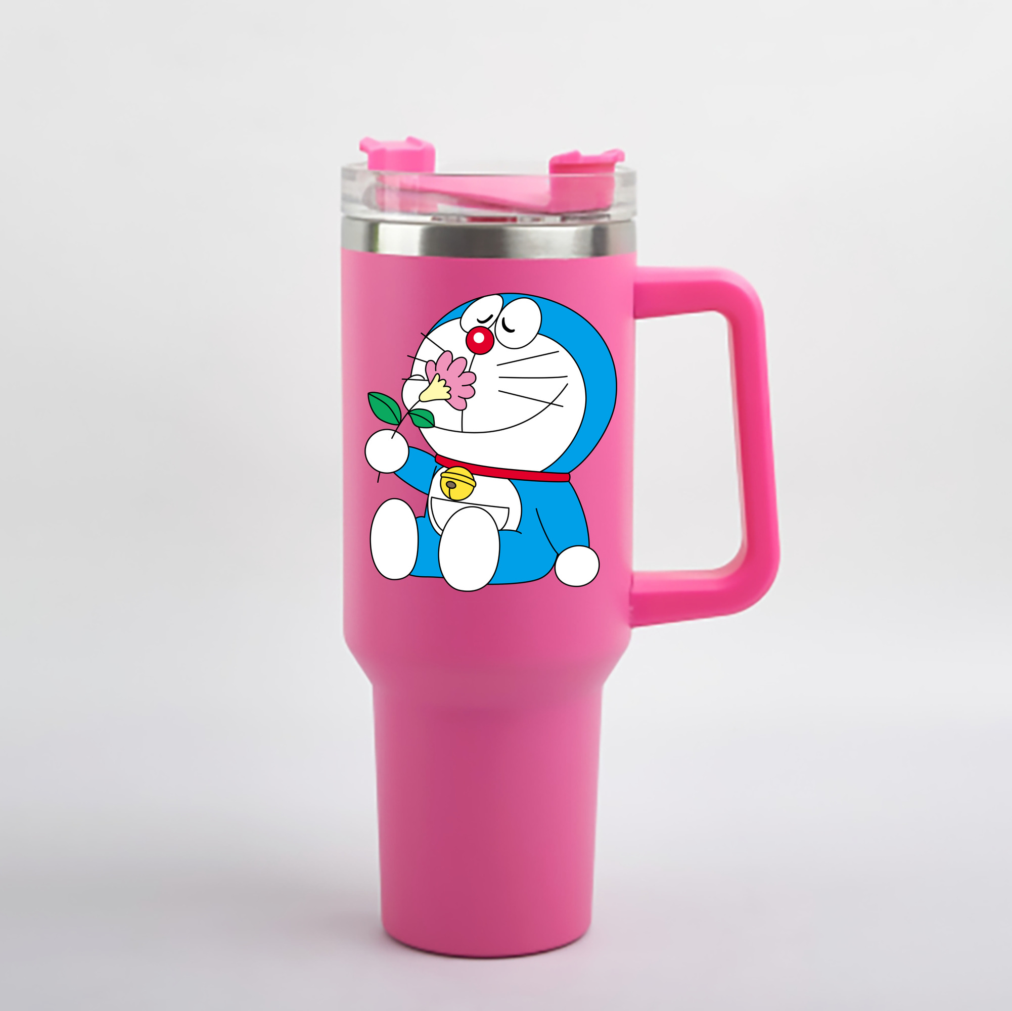 （画像用） ドラえもん Doraemon 1200mL車用タンブラー - クリスタルステッカー（プラスチックストロー付き）